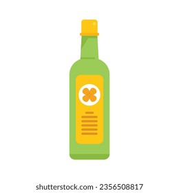 Canola oil bottle icon flat vector. Plant flower. Rape field isolated