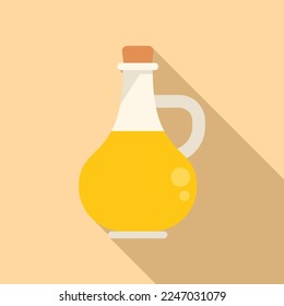 Canola oil glass bottle icon flat vector. Plant seed. Flower rape