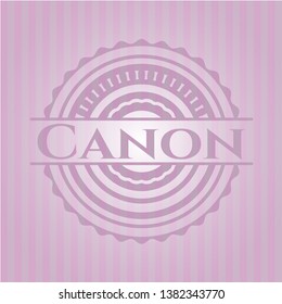 Canon badge with pink background. Vector Illustration. Detailed.