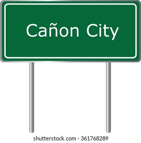 Canon City , Colorado , road sign green vector illustration, road table, USA city