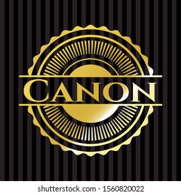 Canon gold badge. Vector Illustration. Detailed.