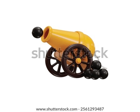 Canon gun with fireball icon 3d render concept of war weapon icon vector illustration