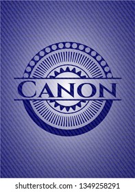 Canon jean or denim emblem or badge background