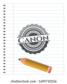 Canon pencil emblem. Vector Illustration. Detailed.