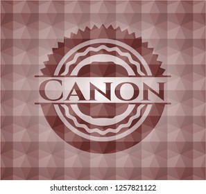 Canon red emblem with geometric pattern. Seamless.