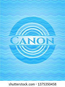 Canon sky blue water badge background.