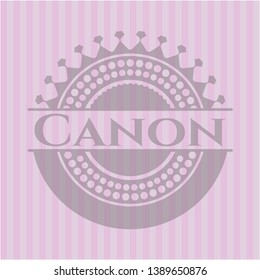 Canon vintage pink emblem. Vector Illustration. Detailed.