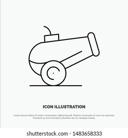 Canon, Weapon Vector Line Icon
