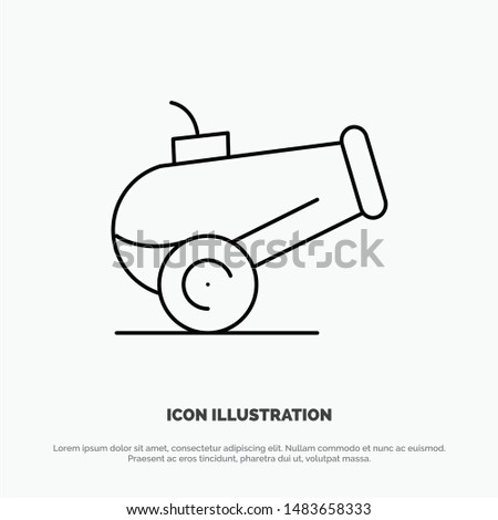 Canon, Weapon Vector Line Icon