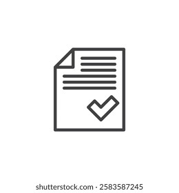 Canonical Tag line icon. linear style sign for mobile concept and web design. Document with a checkmark outline vector icon. Symbol, logo illustration. Vector graphics