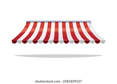 Canopy awning. Striped shop and cafe canopies vector isolated on white background.