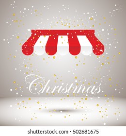 Canopy awning striped store, element design. Christmas shopping
