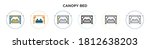 Canopy bed icon in filled, thin line, outline and stroke style. Vector illustration of two colored and black canopy bed vector icons designs can be used for mobile, ui, web