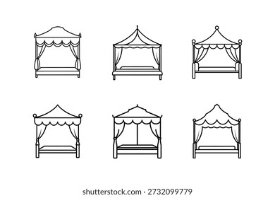 Baldachin Bett Symbol Linie Kunst Vektorgrafik einzeln