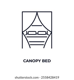 canopy bed  outline icon. Linear vector from furniture concept. Thin line canopy bed  icon isolated on white background