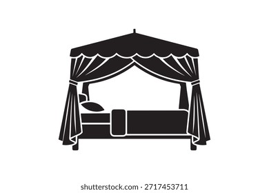 Ilustração vetor da silhueta da cama da copa para o projeto do quarto