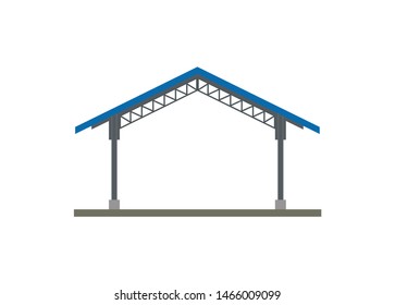 Canopy building. Steel frame building. Simple illustration