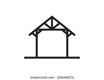 Canopy building structure. Simple illustration in black and white.