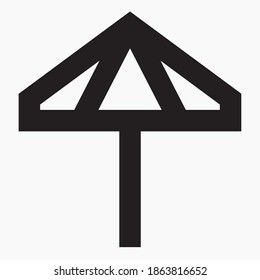 Canopy with chairs icon. Parasol. Rest at the sea. Terrace with chairs. Vector icon.