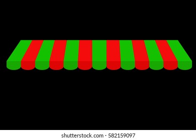 Canopy, Green and Red, at Black Background
