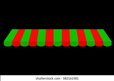 Canopy, Green and Red, at Black Background
