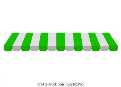 Canopy, Green and White, Isolated on White
