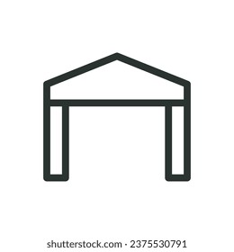 Icono aislado de canopy, icono del vector de carport con trazo editable