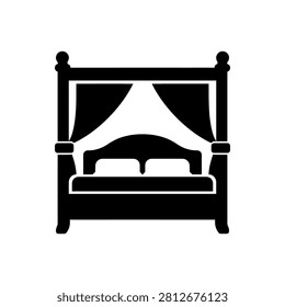 Canopy Poster Bed Icon Isolated On White Background
