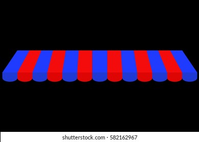 Canopy, Red and Blue, at Black Background
