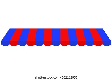Canopy, Red and Blue, Isolated on White
