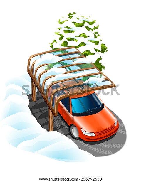 canopy saves car\
from bad weather in\
winter
