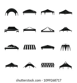 Canopy shed overhang icons set. Simple illustration of 16 canopy shed overhang vector icons for web