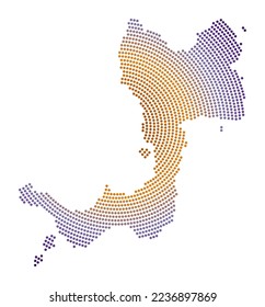 Mapa de puntos de Canouan. Forma de estilo digital de Canouan. Icono tecnológico de la isla con puntos degradados. Ilustración vectorial atractiva.