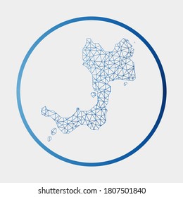 Canouan icon. Network map of the island. Round Canouan sign with gradient ring. Technology, internet, network, telecommunication concept. Vector illustration.