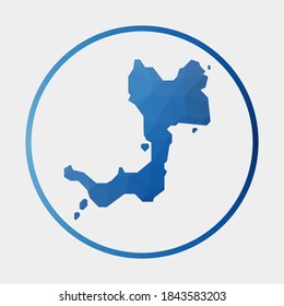 Canouan icon. Polygonal map of the island in gradient ring. Round low poly Canouan sign. Vector illustration.