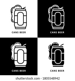 Ilustración de vectores de cerveza de Cans. Software Cans Botella Logotipo Icono Línea De Diseño Y Estilo Glifo