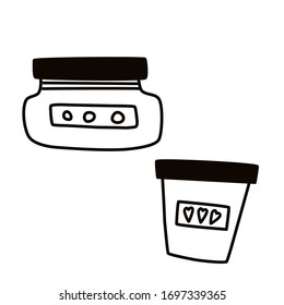 Cans for bulk products. A set of durable items and products for zero waste lifestyle. Simple vector illustration.