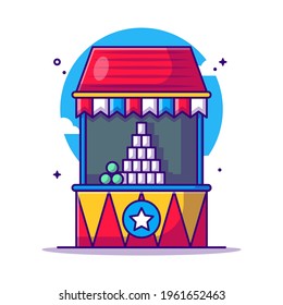 Cans Carnival Games Vector Cartoon Illustration. Amusement Park Icon Concept White Isolated. Flat Cartoon Style Suitable for Web Landing Page, Banner, Sticker, and Background