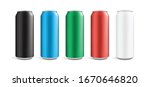 cans of different colors isolated on white background vector mock up 