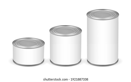 cans of different sizes isolated on white background mock up vector 