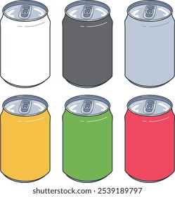 Cans monochrome vector illustration set