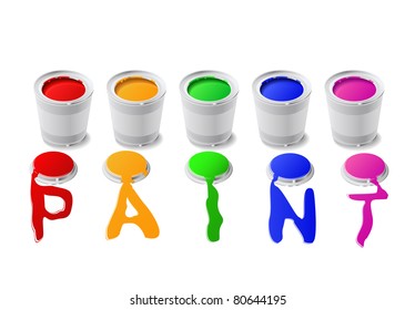 Cans of paint are shown in the picture.