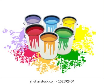 Cans of paint with splash