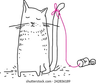 cans tied to the tail of the cat