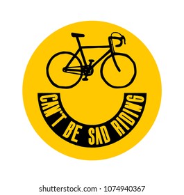 can't be sad riding bicycle - yellow smiley bike face print