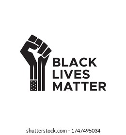 I Can't Breathe, Black Lives Matter. Protest Banner about Human Right of Black People in US. Black Lives Matter Illustration with Strong Fist. America. Vector Illustration. 