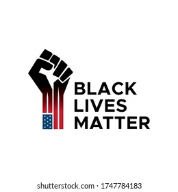 I Can't Breathe, Black Lives Matter. Protest Banner about Human Right of Black People in US. Black Lives Matter Illustration with Strong Fist. America. Vector Illustration. 