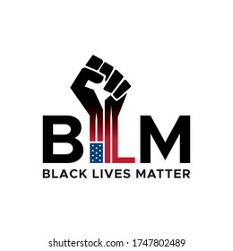 I Can't Breathe, Black Lives Matter. Protest Banner about Human Right of Black People in US. Black Lives Matter Illustration with Strong Fist. America. Vector Illustration. 