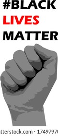 I Can't Breathe, Black Lives Matter. Protest banner about human right of black people in USA. Black Lives Matter Illustration with Strong Fist. Vector Illustration.