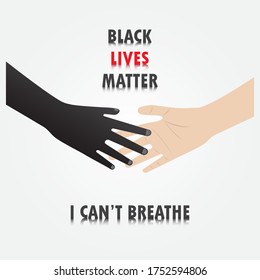 Ich kann nicht atmen, Schwarz lebt wichtig. Zwei Hände halten. Protest Banner über die Menschenrechte der Schwarzen Menschen in den USA.